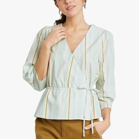 a new day | Wrap Style V-Neck Blouse Top - Picture 1 of 7